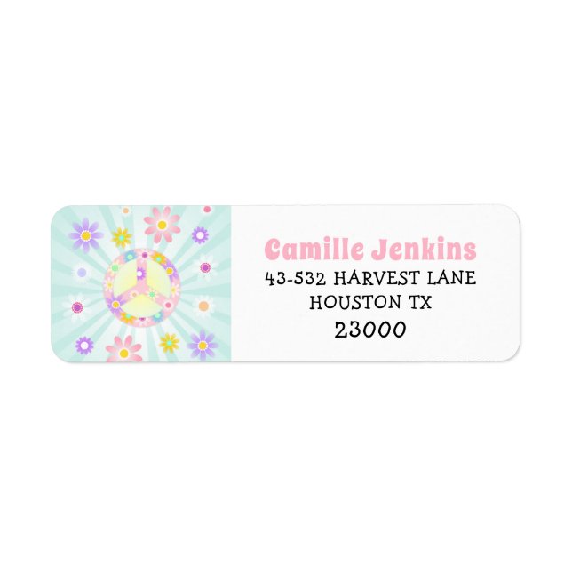 Groovy Retro Birthday Invitation Return Address Label (Front)