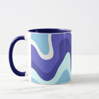 Groovy Retro Blue and Purple Wavy Mug