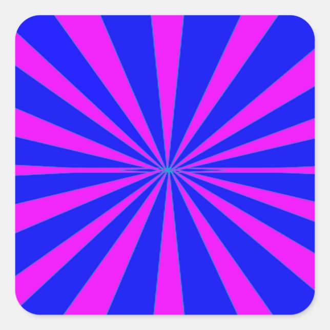 Groovy Retro Blue & Pink Background Square Sticker (Front)