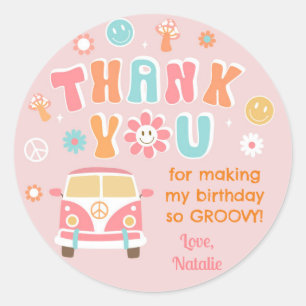 Groovy Retro Boho Birthday Favor Stickers Labels