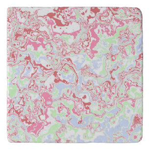 Groovy Retro Boho Eclectic Funky Colorful Marble Trivet