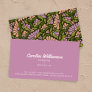 Groovy Retro Boho Purple Green Botanical Trendy Business Card