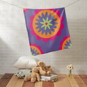 Groovy Retro Botanical Pattern Artwork Baby Blanket