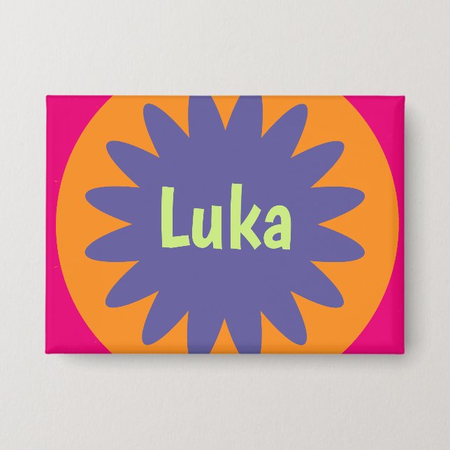 Groovy Retro Botanical Pattern Artwork Button (Front)