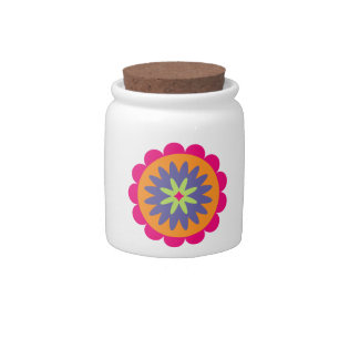 Groovy Retro Botanical Pattern Artwork Candy Jar