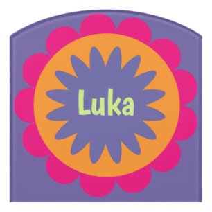 Groovy Retro Botanical Pattern Artwork Door Sign