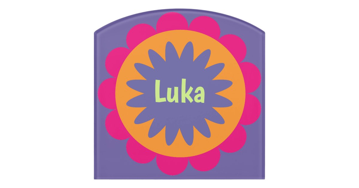 Groovy Retro Botanical Pattern Artwork Door Sign | Zazzle