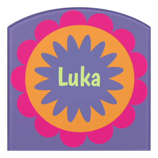 Groovy Retro Botanical Pattern Artwork Door Sign | Zazzle