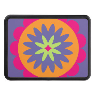 Groovy Retro Botanical Pattern Artwork Hitch Cover