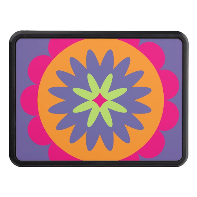 Groovy Retro Botanical Pattern Artwork Hitch Cover (Front)
