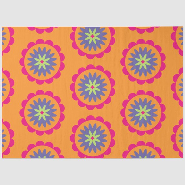 Groovy Retro Botanical Pattern Artwork Tissue Paper (Front)