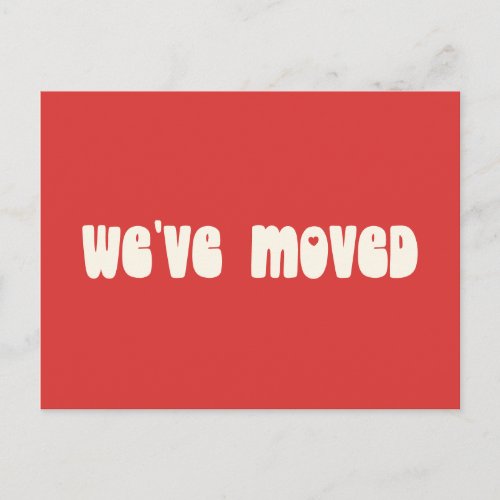 Groovy Retro Bright Red Mod Moved New Address Postcard