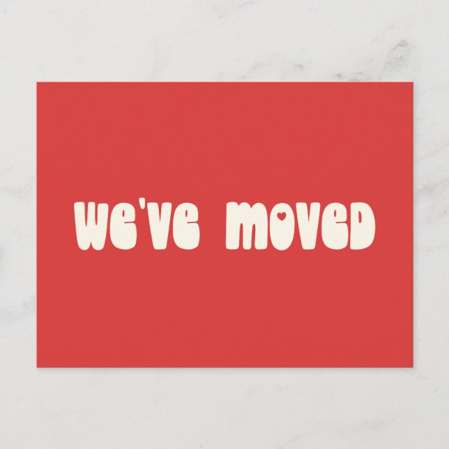 Groovy Retro Bright Red Mod Moved New Address Postcard (Front)