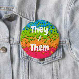 Groovy Retro Bubbly Trippy Funky Panromantic Pride Button