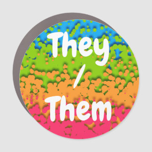 Groovy Retro Bubbly Trippy Funky Panromantic Pride Car Magnet
