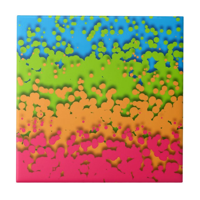 Groovy Retro Bubbly Trippy Funky Panromantic Pride Ceramic Tile (Front)