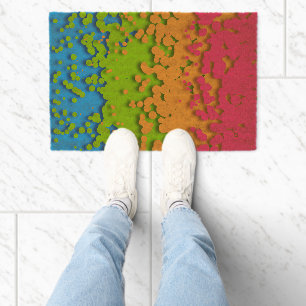 Groovy Retro Bubbly Trippy Funky Panromantic Pride Fiber Doormat