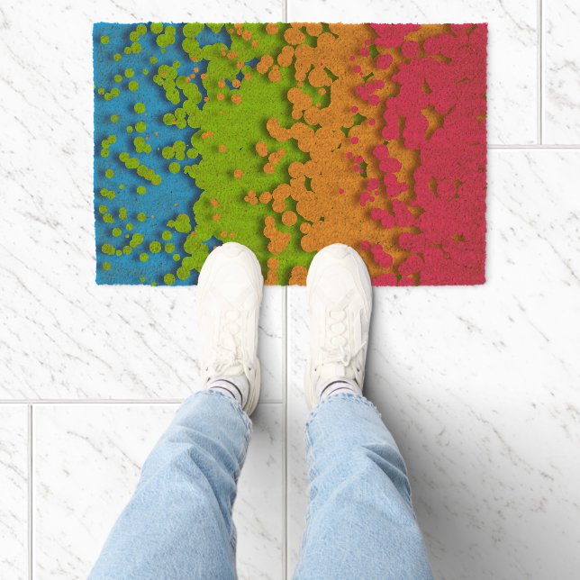 Groovy Retro Bubbly Trippy Funky Panromantic Pride Fiber Doormat (Insitu)