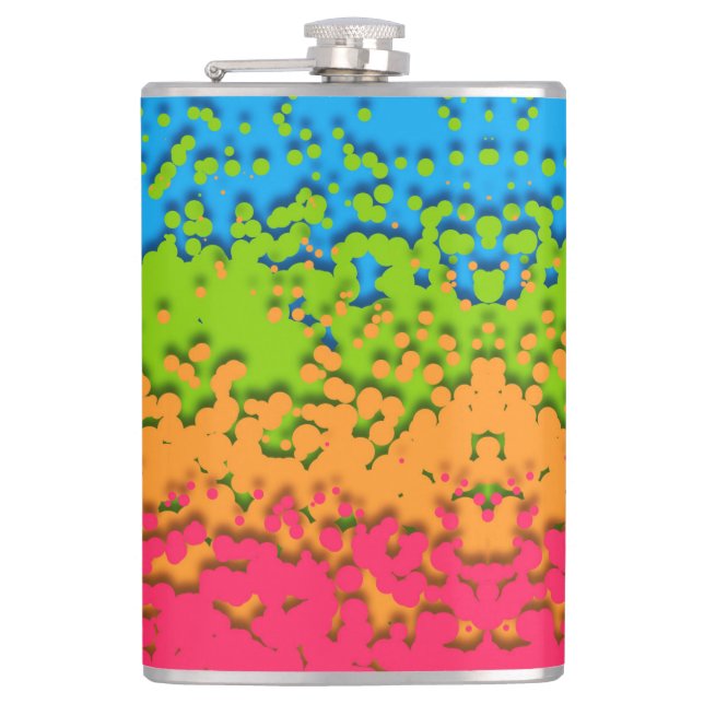 Groovy Retro Bubbly Trippy Funky Panromantic Pride Flask (Front)