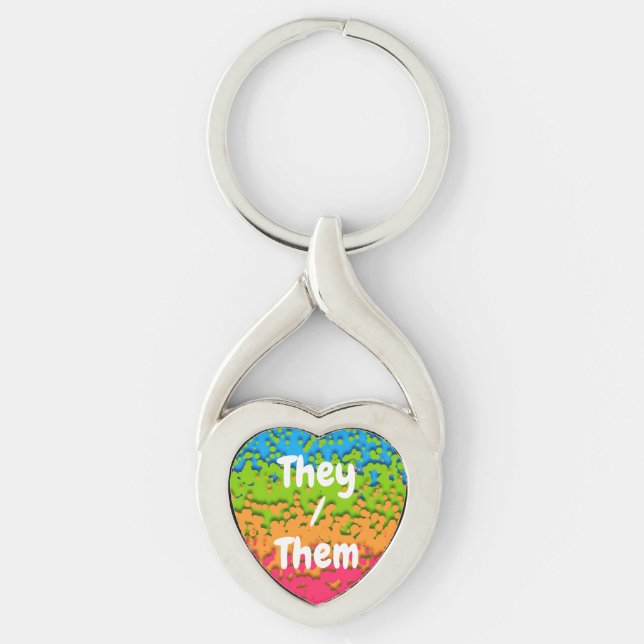 Groovy Retro Bubbly Trippy Funky Panromantic Pride Keychain (Front)