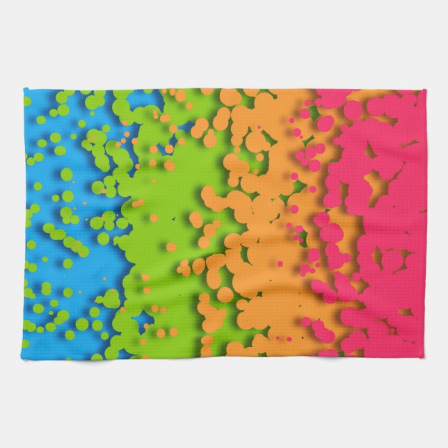 Groovy Retro Bubbly Trippy Funky Panromantic Pride Kitchen Towel (Horizontal)