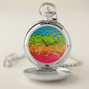 Groovy Retro Bubbly Trippy Funky Panromantic Pride Pocket Watch