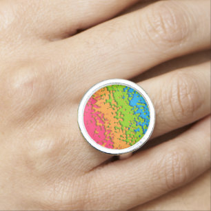 Groovy Retro Bubbly Trippy Funky Panromantic Pride Ring