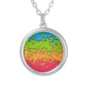 Groovy Retro Bubbly Trippy Funky Panromantic Pride Silver Plated Necklace