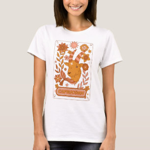 Groovy Retro Capricorn Horoscope Astrology Brown T-Shirt