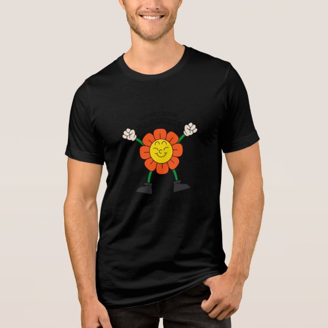 Groovy Retro Cartoon Flower Happy Life Quote Desig Tri-Blend Shirt (Front)