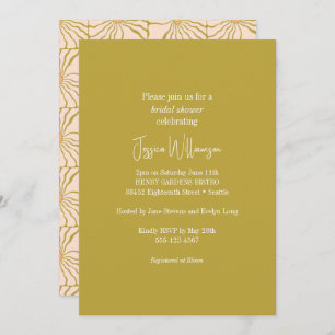 Groovy Retro Chartreuse Botanical Trendy Shower Invitation
