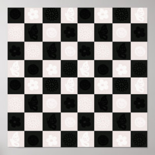 Groovy Retro Checker Pattern Poster