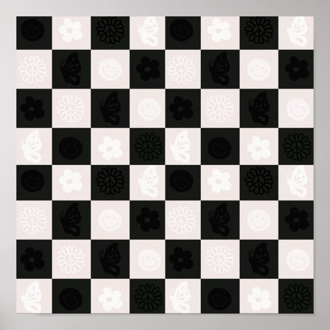 Groovy Retro Checker Pattern Poster (Front)