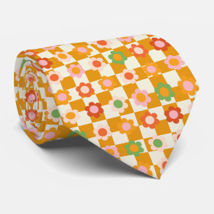 Groovy Retro Checkerboard, Y2K 90s Neck Tie