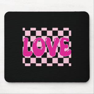 Groovy Retro Checkered Heart Love Retro Love Valen Mouse Pad