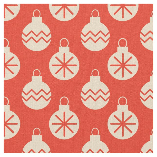 Groovy Retro Christmas Bauble Decorations Red Fabric (Close Up)