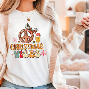 Groovy Retro Christmas Vibes Peace Sign Tri-Blend Shirt