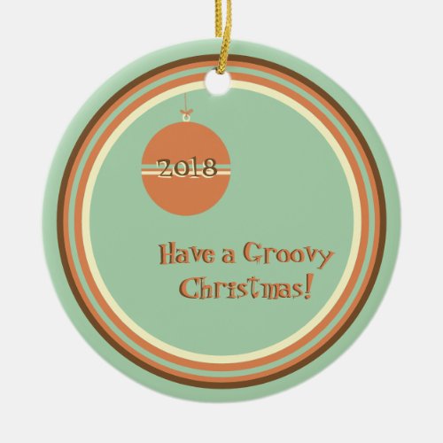 Groovy Retro Christmas with Ornament and Date