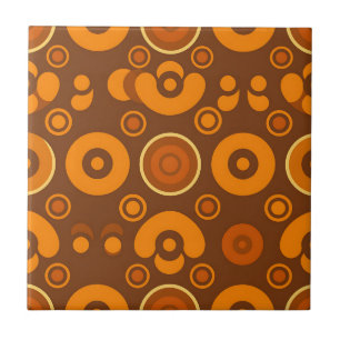 Groovy Retro Circles Abstract Pattern 1970s  Ceramic Tile