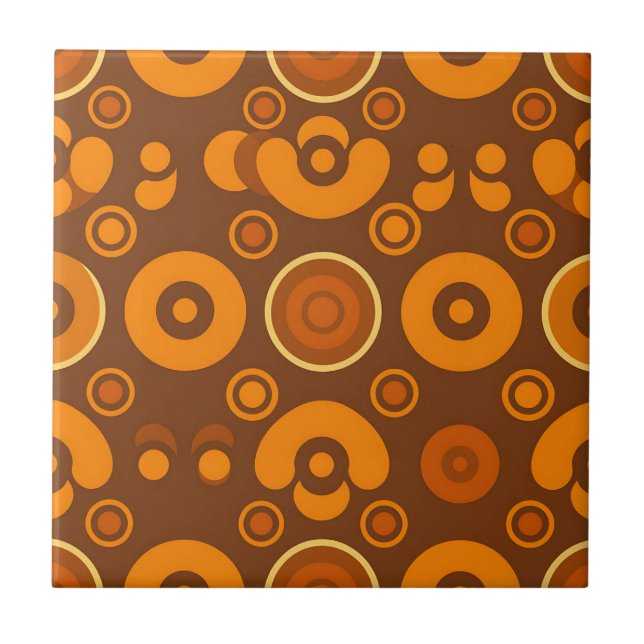 Groovy Retro Circles Abstract Pattern 1970s  Ceramic Tile (Front)