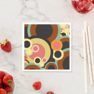 Groovy Retro circles pattern Abstract Mid Century Napkins