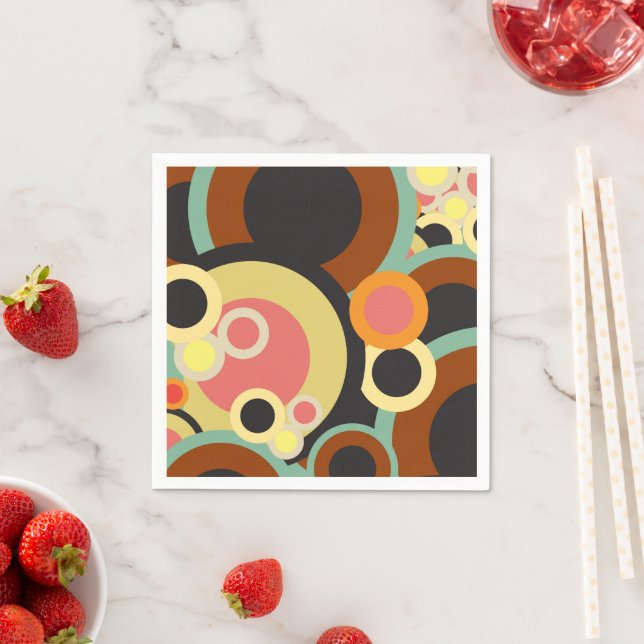 Groovy Retro circles pattern Abstract Mid Century Napkins (Insitu)