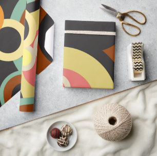 Groovy Retro circles pattern Abstract Mid Century Wrapping Paper