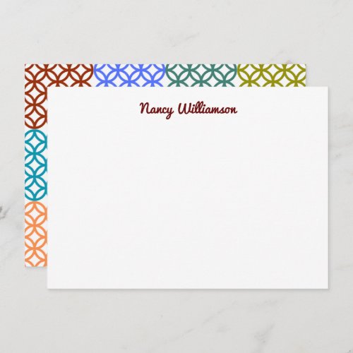 Groovy Retro Colorful Floral Custom Add Name  Note Card