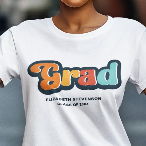 Groovy retro colorful Graduate typography T_Shirt