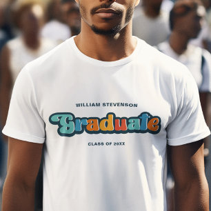 Groovy retro colorful Graduate with name T-Shirt