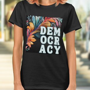 Groovy Retro Colorful Statement Democracy T-Shirt