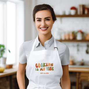 Groovy Retro Cooking Is My Vibe, Chef Foodie Cook Long Apron