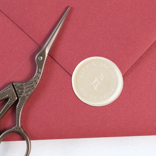 Groovy Retro Couples Names  Wedding Date Wax Seal Stamp