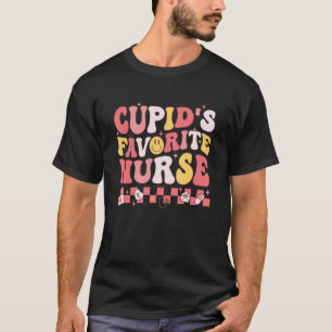 Groovy Retro Cupid's Favorite Nurse Nursing Valent T-Shirt